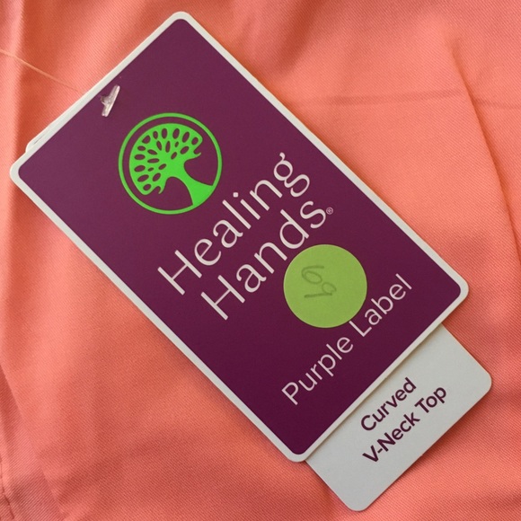 V-Neck Scrub Top, Healing Hands Purple Label, Jill Curved, Small in Melon, NWT - Picture 9 of 12